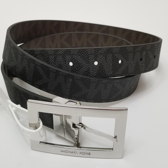 MICHAEL Michael Kors Accessories - Michael Kors Logo Reversible Black/Brown Belt